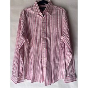 Express‎ 1MX Mens Small Dress Shirt Modern Fit Stretch Pink Striped Button Up